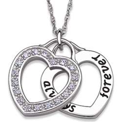 Sterling Silver Double Heart Always & Forever Necklace