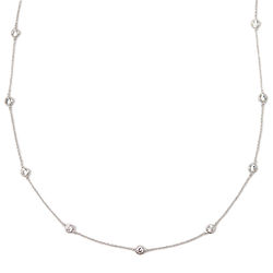 Long Eternity Necklace with Crystals in Thin Silver Setting