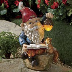 Solar Reading Gnome Garden Statue