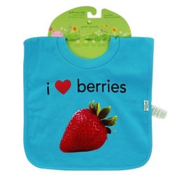 I Love Berries Pull-Over Bib in Aqua