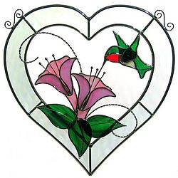 Hummingbird Beveled Heart