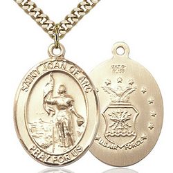 Gold Filled St. Joan of Arc Air Force Pendant with Chain