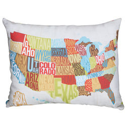 Colorful US Map Pillow