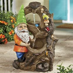 Gnome and Woodland Creatures Garden Fountain