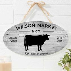 Farmhouse Kitchen Personalized Oval Wood Sign