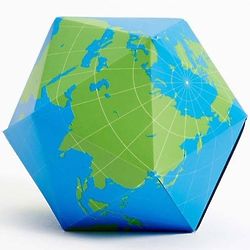 Dymaxion Folding Globe Blue and Green Brain Teaser Magnet Puzzle