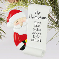 Personalized Santa Holding List Christmas Ornament