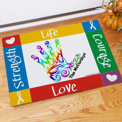 Autism Awareness Handprint Welcome 18x24 Doormat