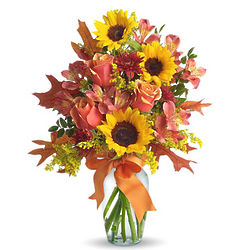 Warm Embrace Autumn Bouquet in Vase