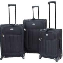 3-Piece Upright Luggage Set in Black
