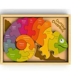 Counting Chameleon Chunky Wooden Puzzle