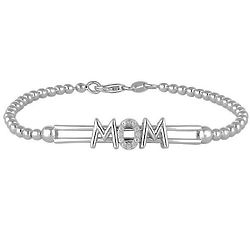 Sliding MOM Bracelet in Sterling Silver with Diamond Accents