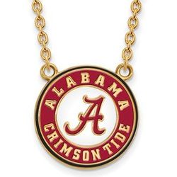 Alabama XL Gold Plated Sterling Silver Enamel Pendant Necklace