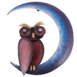 Owl on the Moon Iron Wall Sculpture