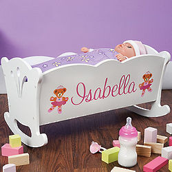 Personalized Doll Cradle and Blanket Set