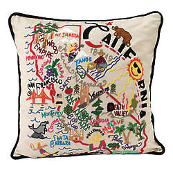 Hand Embroidered State Pillow
