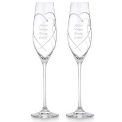 Personalized Entwined Hearts Toasting Flutes