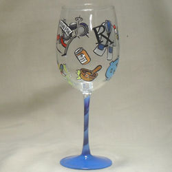 Personalized Pharmacist Themed Hand Painted Wine Glass