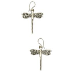 Dragonfly Flight Silver Drop Earrings