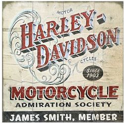 Personalized Harley-Davidson Motorcycle Admiration Society Sign