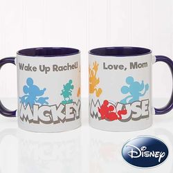 Personalized Mickey Mouse Coffee Mug with Blue Handle