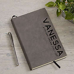 Personalized Charcoal Bold Style Leather Journal