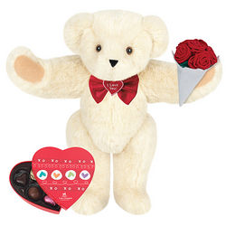 15" I Love You Bowtie Teddy with Roses and Box of Chocolates
