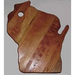 Wisconsin State Shaped Small Cherry Wood Cutting Board