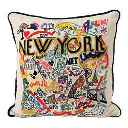 Hand Embroidered City Pillow