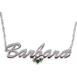 Sterling Silver Script Name Necklace with Birthstones