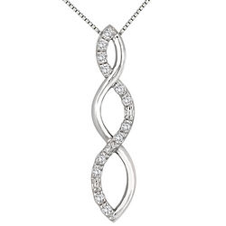 1/8 Carat Diamond Twist Pendant in .925 Sterling Silver