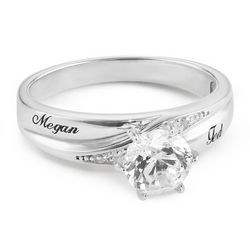 Platinum Plated Sterling Silver Cubic Zirconia Ring