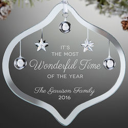 Personalized Wonderful Time of the Year Glass Ornament