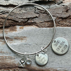 Thanks for Helping Me Grow Personalized Wire Bangle Bracelet
