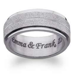 Engraved Frosted Stainless Steel Spinner Band
