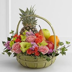 Rest in Peace Fruit and Flowers in Basket