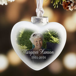 Personalized Deluxe Heart Memorial Photo Ornaments