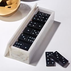 28-Piece Blanc Domino Set with Covered Storage Box