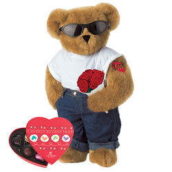 15" Loverboy Teddy Bear with Roses and Small Box of Chocolates