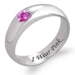 Sterling Silver I Wear Pink Cubic Zirconia Heart Ring