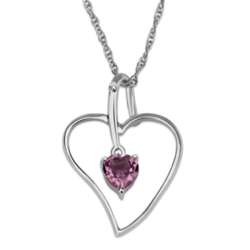 Sterling Silver Diamond and Amethyst Heart Necklace