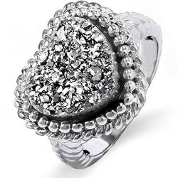 Sterling Silver Shimmering Dusk Drusy Heart Ring
