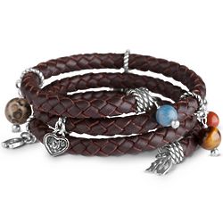 American West Sterling Silver Genuine Leather Coil Bracelet