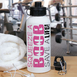 Personalized Squeeze a Boob Breast Cancer Awareness Water Bottle