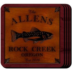 Personalized Trout Cabin Series Coasters