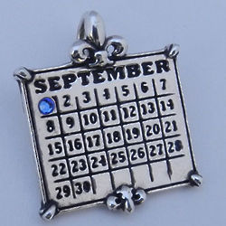 Personalized Calendar Fleur de Lis Sterling Silver Charm