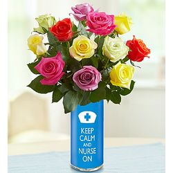 Keep Calm and Nurse On Vase with Bouquet