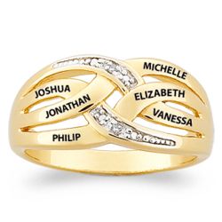 Mothers Diamond Accent Name Bar 14K Gold Over Sterling Ring