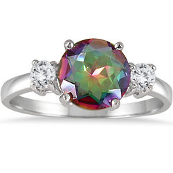 2.50 Carat Rainbow and White Topaz Ring in .925 Sterling Silver