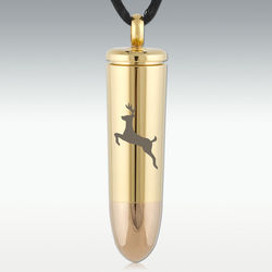 Bounding Deer 44 Magnum Bullet Engravable Cremation Necklace
